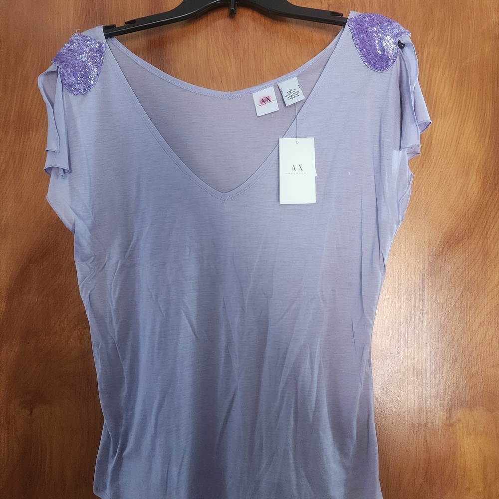 A/X Armani Exchange Purple Short Sleeve Women's Top